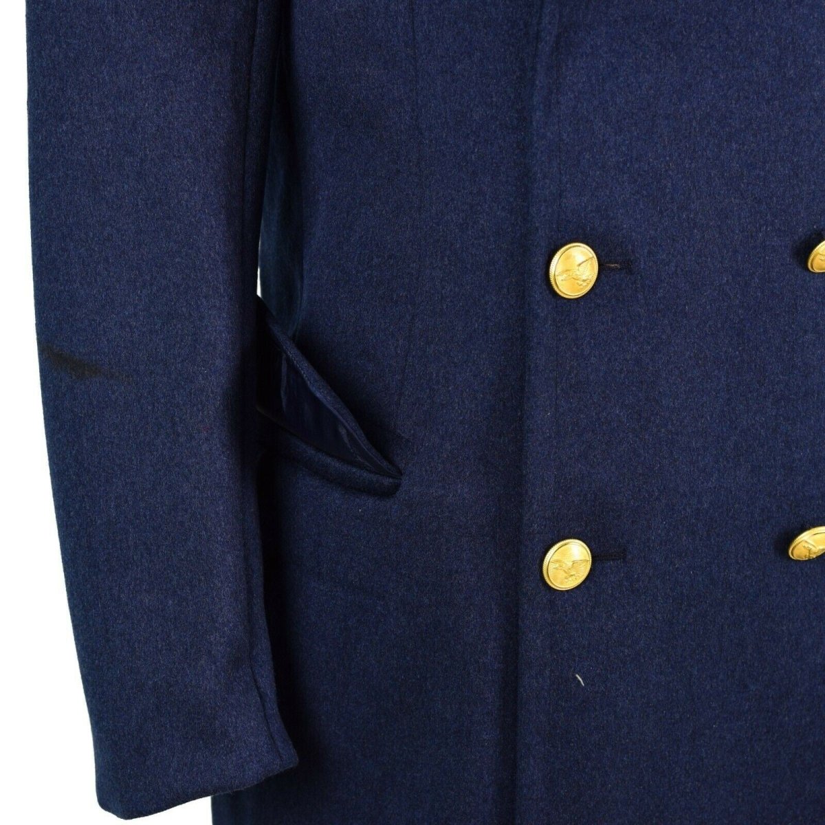Véritable manteau en laine de l'armée italienne, manteau long bleu d'officier militaire de l'armée de l'air