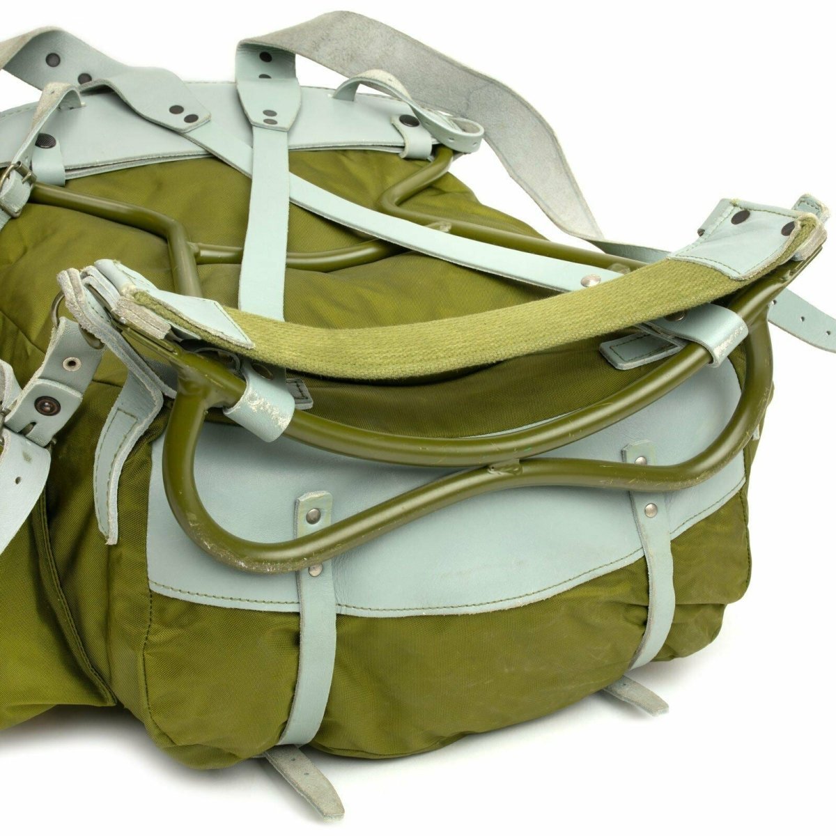 Sac à dos militaire norvégien authentique avec cadre en toile de l'armée, sac à dos en cuir