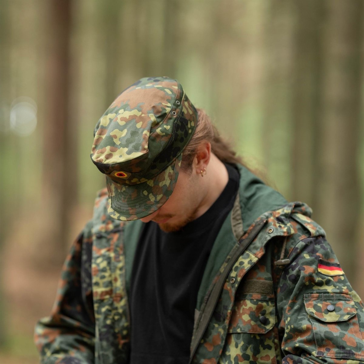 Echte origineel Duits leger Flecktarn Cap BW Woodland Camo Militaire hoed Nieuw