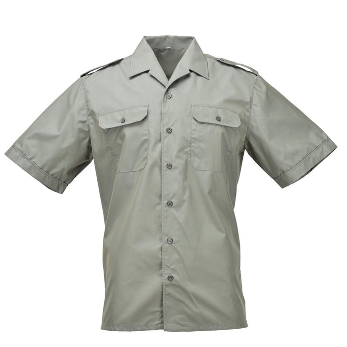 Véritable chemise formelle olive à manches courtes Armada de la marine espagnole avec épaulettes, conçue pour les marines ayant un héritage militaire.