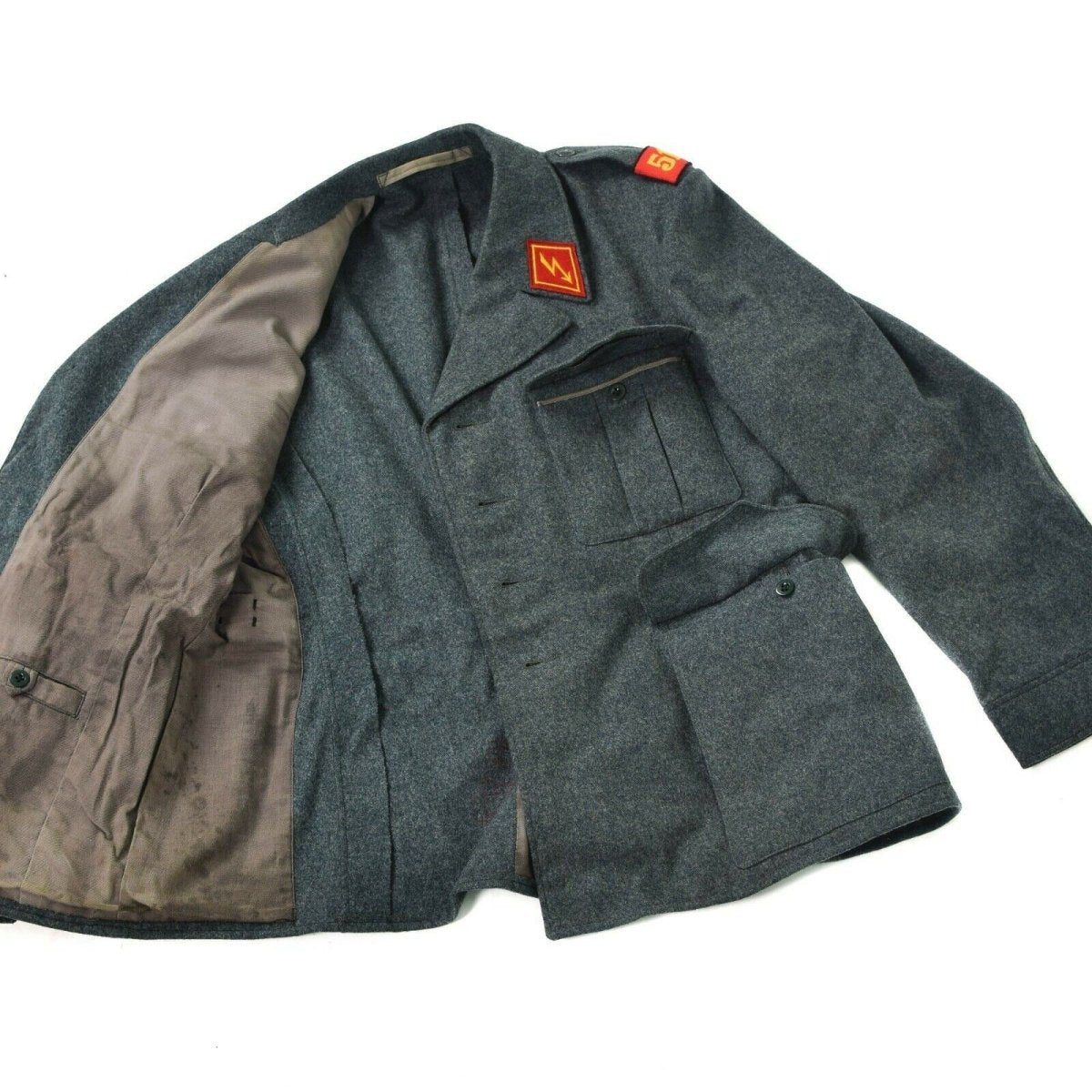 Veste en laine véritable de l'armée suisse, uniforme excédentaire de l'armée suisse, gris