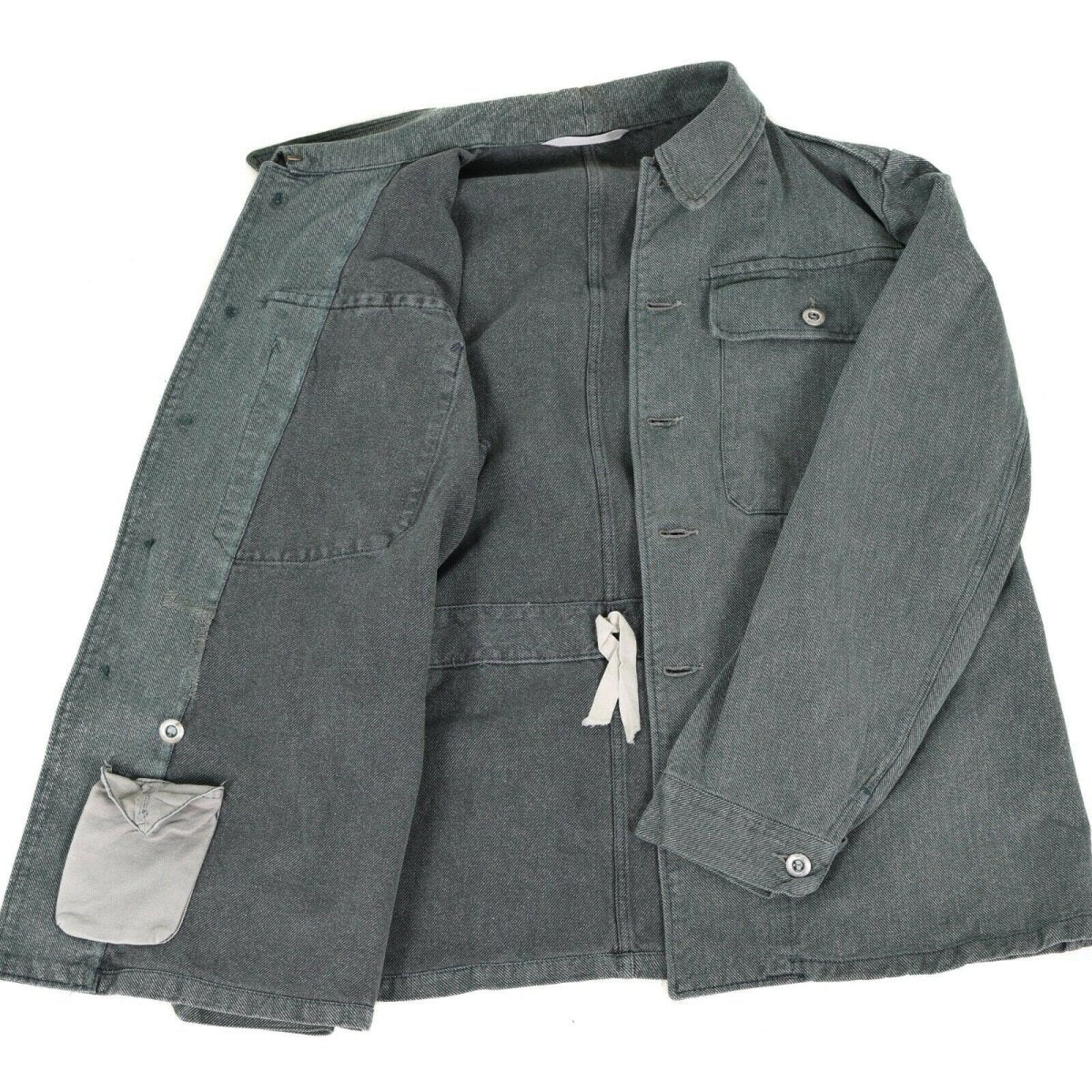 Echt Zwitserse legerwerk jas denim militaire jas grijs vintage overschot