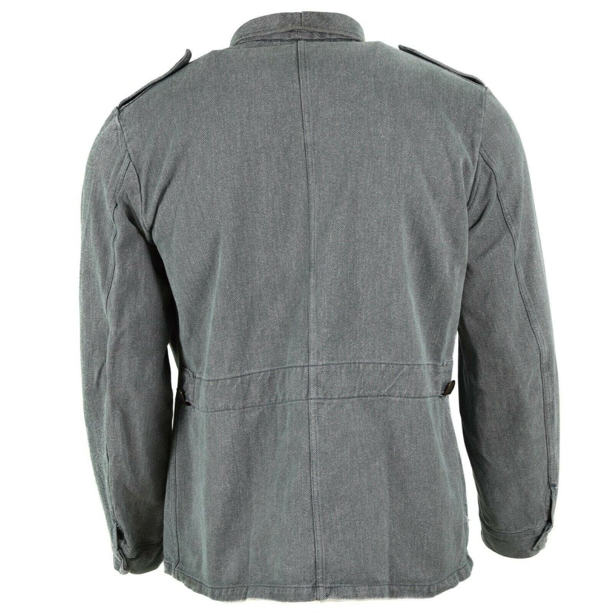 Echt Zwitserse legerwerk jas denim militaire jas grijs vintage overschot
