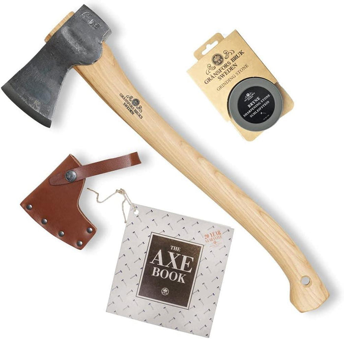 Gränsfors Small Forest Axe Sharpening Stone Leather Sheath Gift Set - GoMilitar