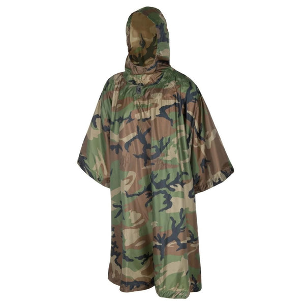 Helikon - Tex U.S. Army Model Poncho Waterproof Tactical Rain Gear Woodland Camo - GoMilitar