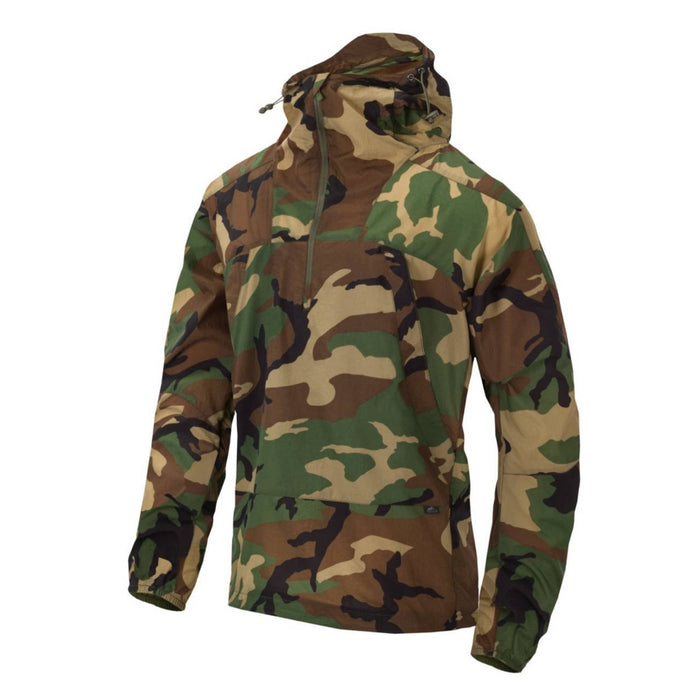 Helikon - Veste Anorak Tex WINDRUNNER Capuche inférieure réglable Woodland Camo - GoMilitar