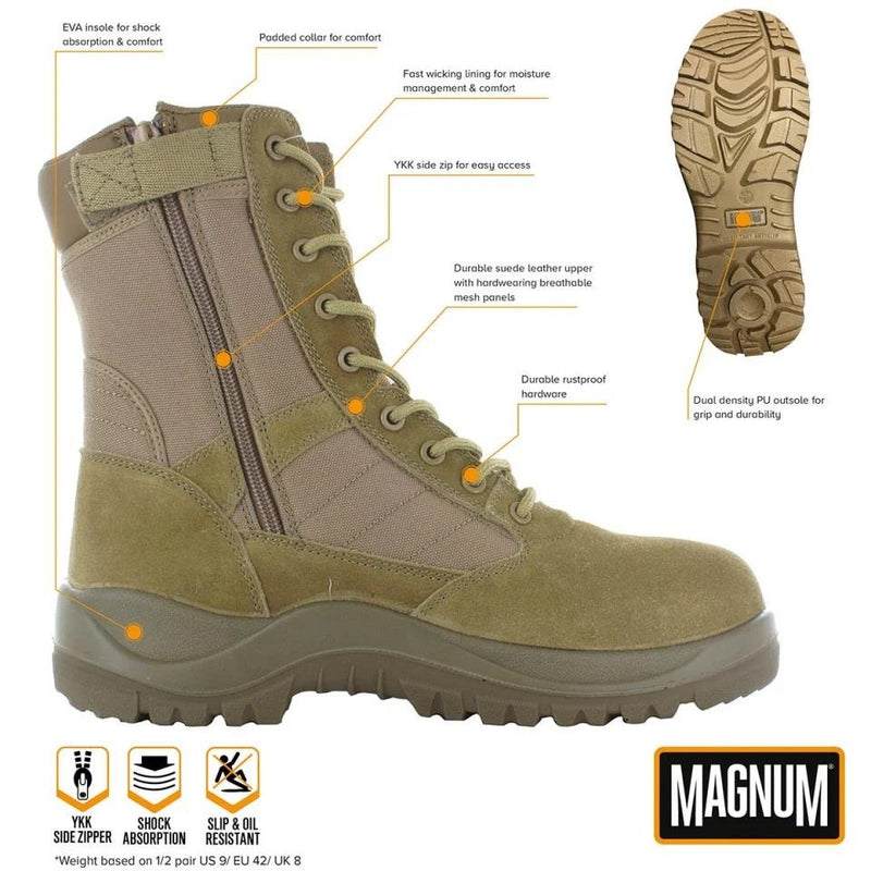 Hi-tec wandelschoenen magnum centurion 8.0 coyote tactische schoenen aan de zijkant nieuw