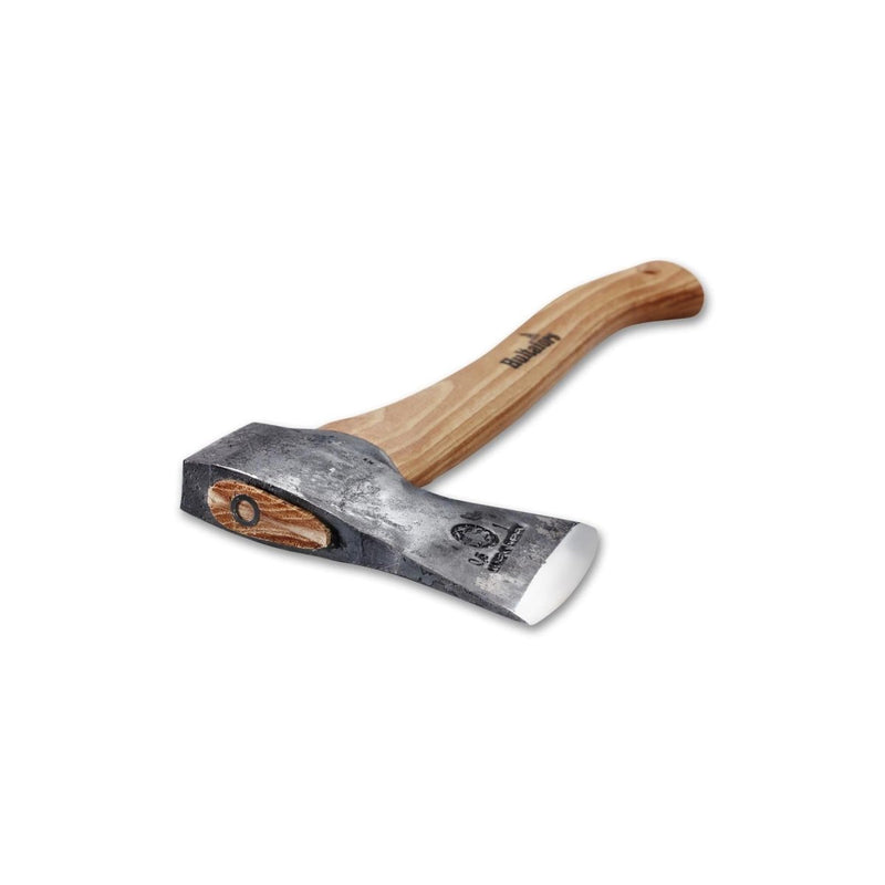 Hultafors Hultan gardening axe with carbon steel blade and ergonomic hickory handle for outdoor use.