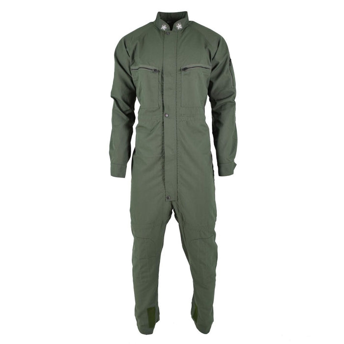 Olijfgroene Italiaanse tankoverall jumpsuit militair surplus met borstzakken met ritssluiting en hoge kraag