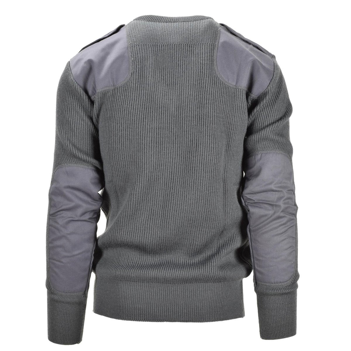 Italiaanse militaire pullover grijs wol commando v-neck trui versterkte ellebogen