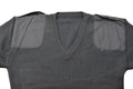 Italiaanse militaire pullover grijs wol commando v-neck trui versterkte ellebogen