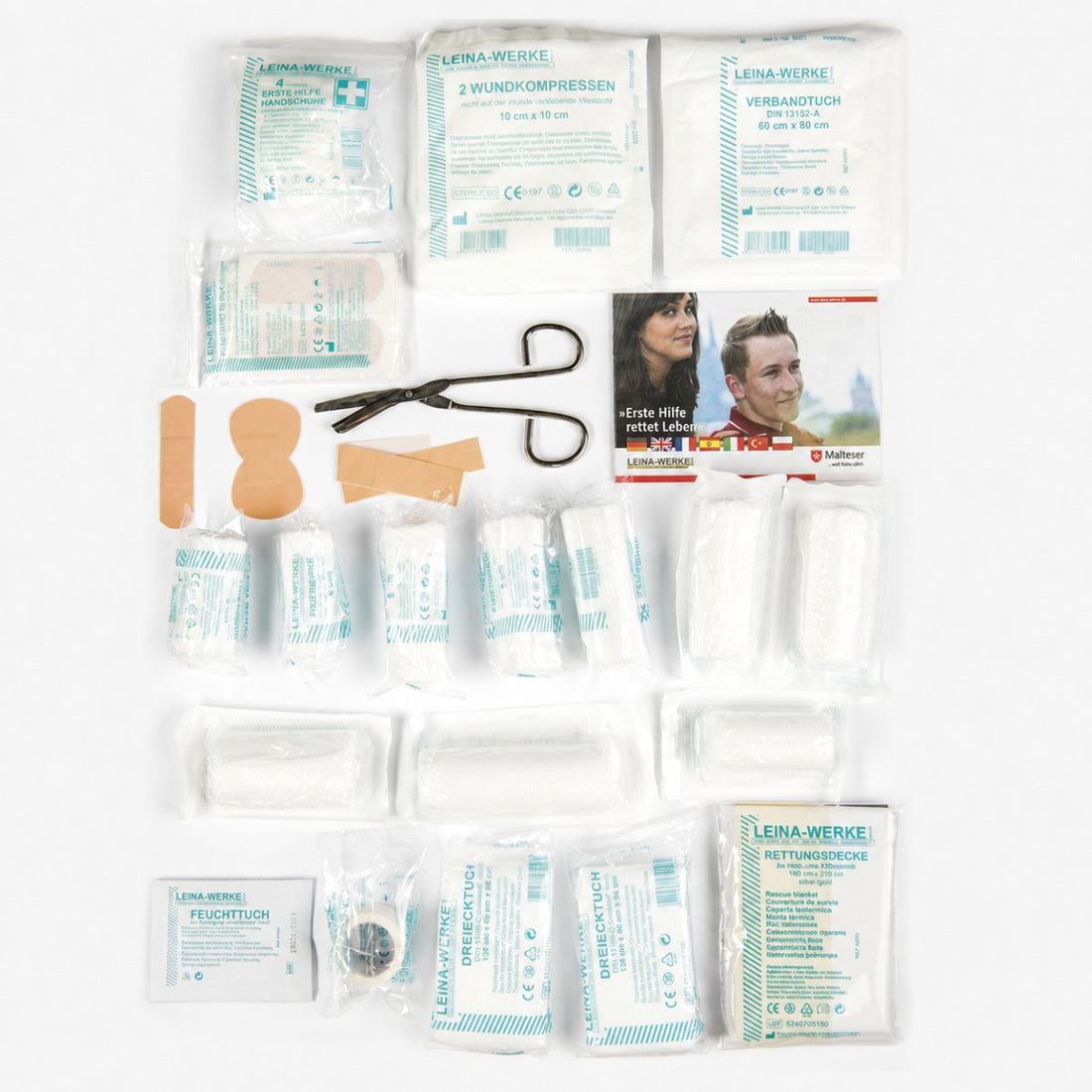 Leina-Werke Kit de premiers secours 43 pièces, grand kit de survie d'urgence en camping et en voyage