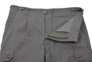 Gray Leo Kohler men's military cargo pants with front zipper and button closure, made of durable 100% cotton fabric