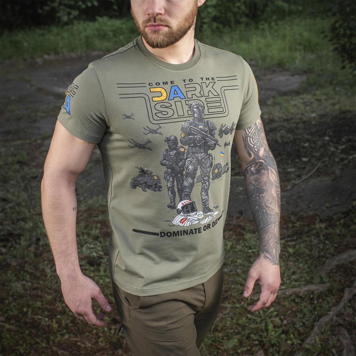 M-TAC militaire stijl klassieke t-shirt ondergoed korte mouw Oekraïense vlag olijf