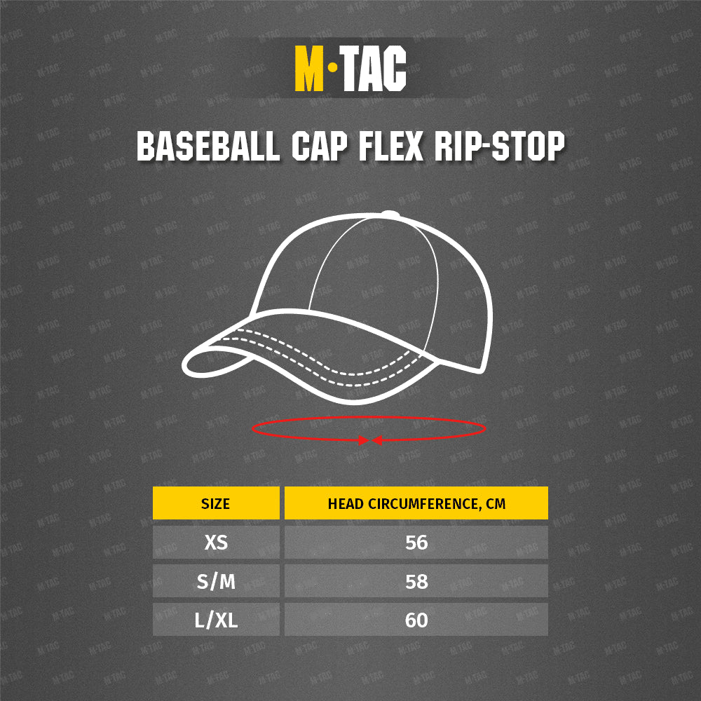 M-Tac tactische baseballpet flexibele pasvorm ripstop klittenband donkerolijfgroen L/XL