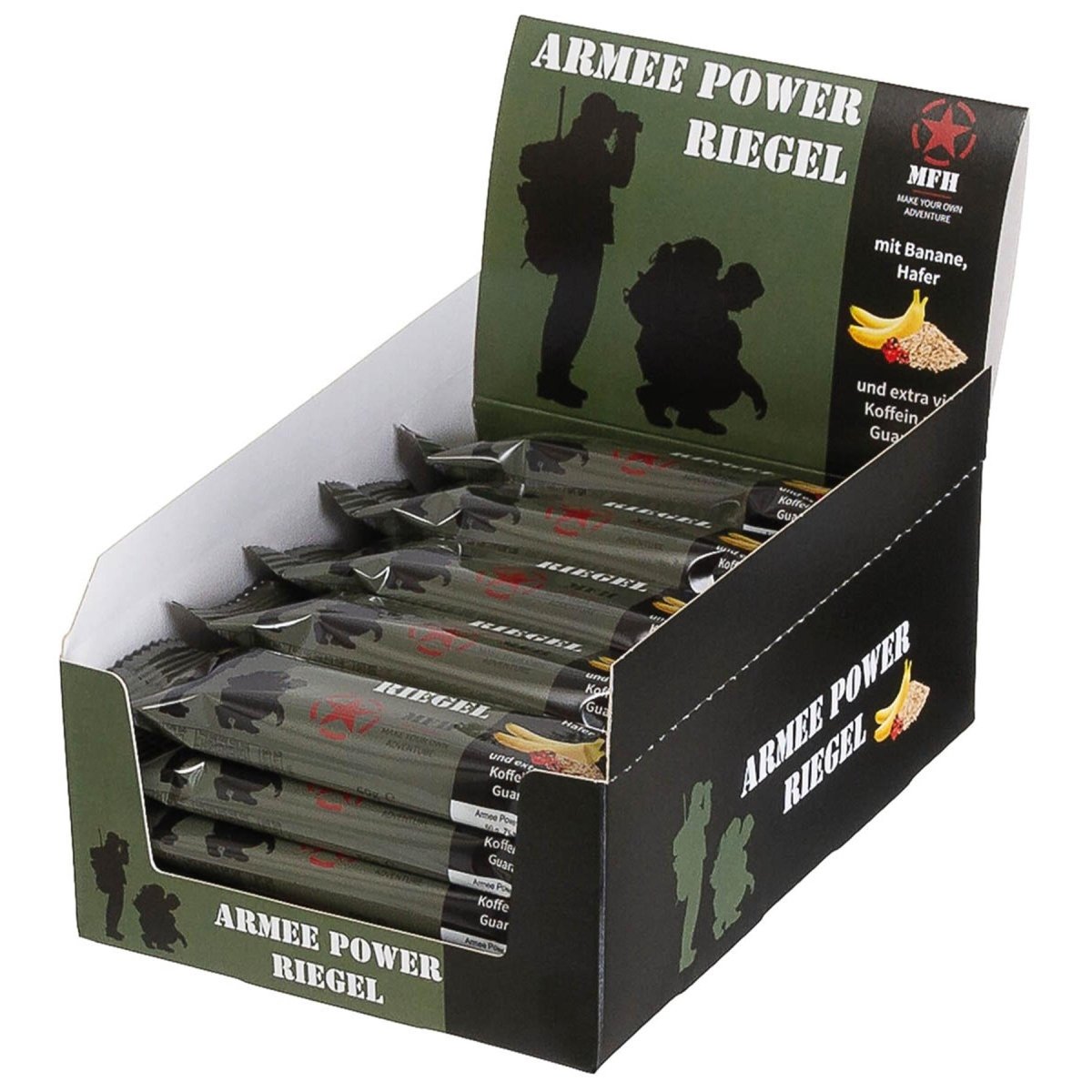 MFH Army Power Bar 60g Cafeïne Energiereep Outdoor Snack Banaan Guarana Smaak
