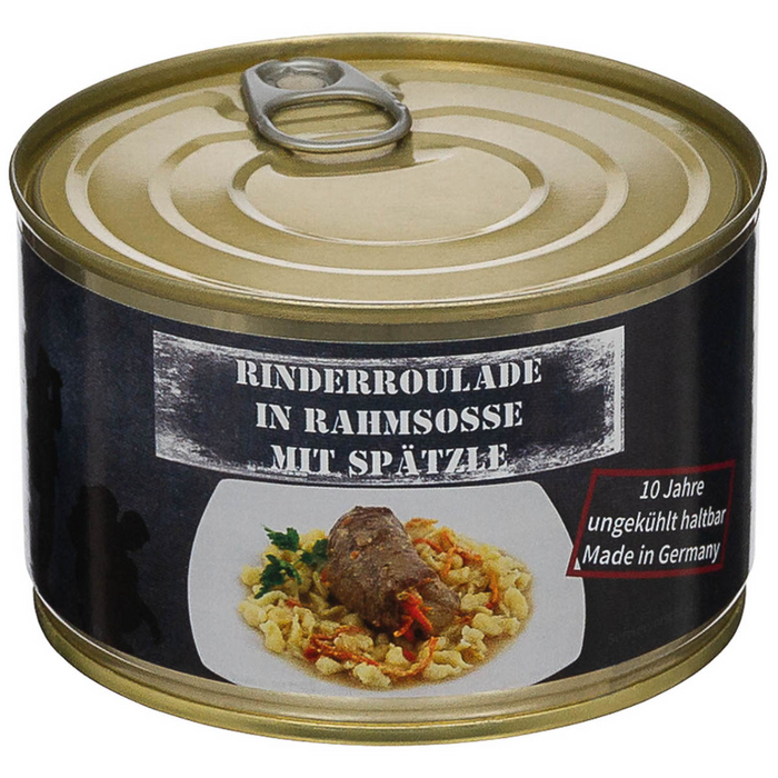 MFH Beef Roulade Noodles Canned Meal 400 g Long-Life Emergency Food Germany - GoMilitar