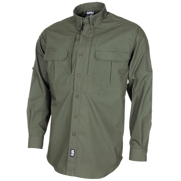Chemises tactiques de style armée de marque MFH enduites de téflon ripstop olive légère BDU - GoMilitar