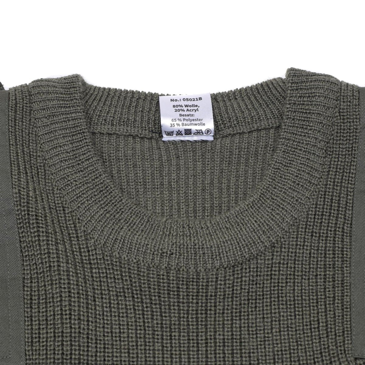 Pull commando de style militaire de marque MFH, pull en tricot à points de suture, olive, NEUF