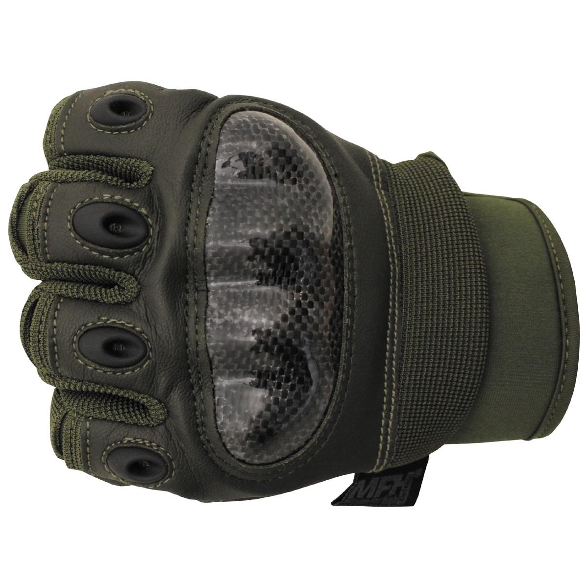 Gants tactiques de style militaire de marque MFH Mission Combat Olive Free Fire Fingers