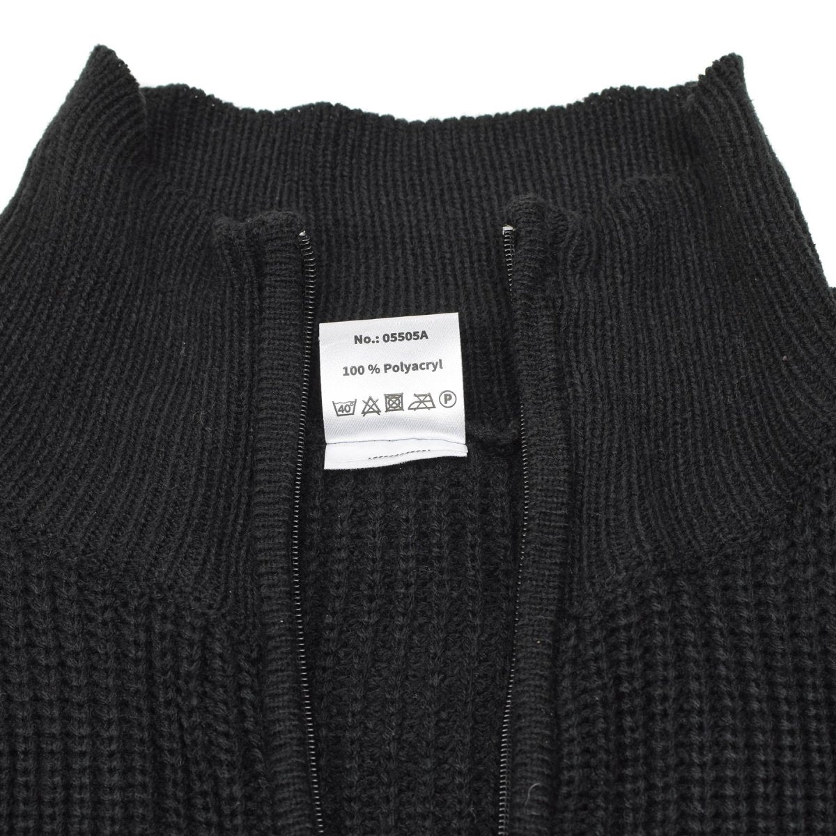 Pull Troyer de style militaire de marque MFH, pull en tricot côtelé avec fermeture éclair quart de tour, NEUF