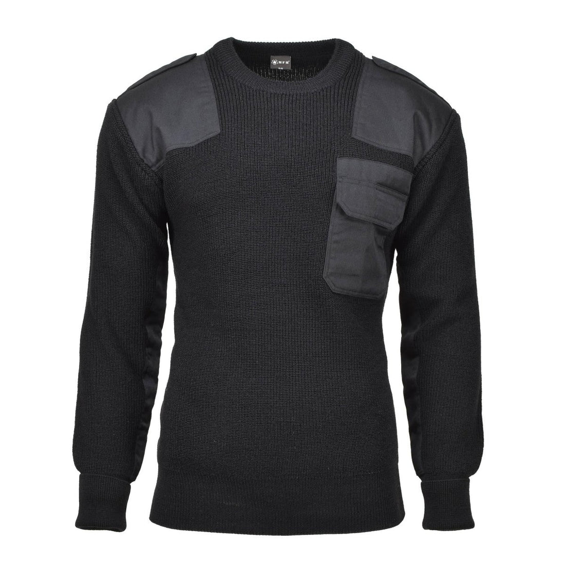 MFH Brand Sweater Commando Jumper Rib Gebreide wolversterkte pullover zwart nieuw