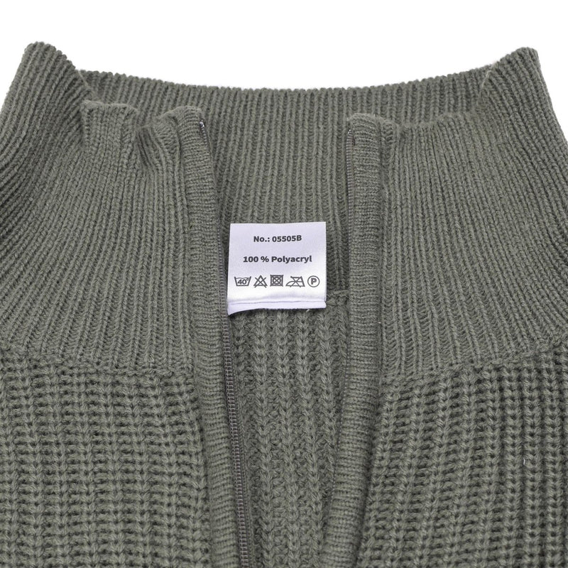 MFH Brand troyer style sweater quarter zip jumper rib knit olive pullover NEW - GoMilitar