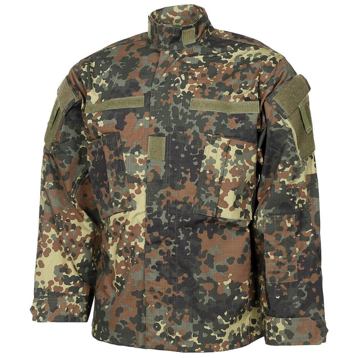 Jack van MFH Brand in Amerikaanse militaire stijl in gevlekte camouflage-ripstop met meerdere zakken en versterkte ellebogen