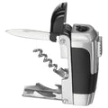 MFH Briquet à gaz fonctionnel coupe-vent pour camping en plein air, outil multiple non rempli, argent
