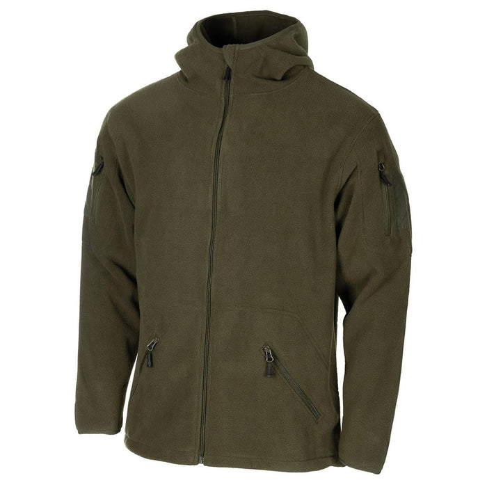 MFH olijfkleurige hoodiefleecejas in militaire stijl, tactisch leger, volledige ritssluiting, wandelen NIEUW - GoMilitar