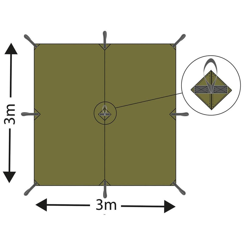 MFH Tarp Extreme Tarpaulin 3x3m Waterproof Shelter Windproof Tent Sun Shade