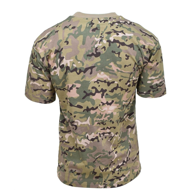 Back view of MFH U.S. Army style short sleeve camo t-shirt made of breathable, lightweight fabric for outdoor use.