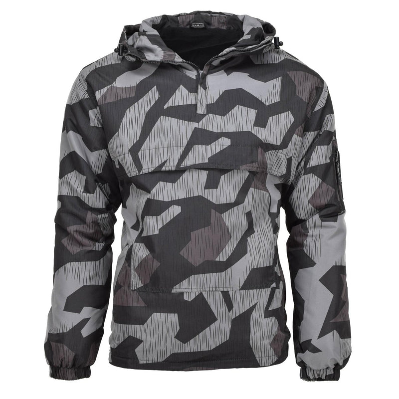 MIL-TEC anorak jacket in splinter night camouflage with hood, windproof and warm for military use.