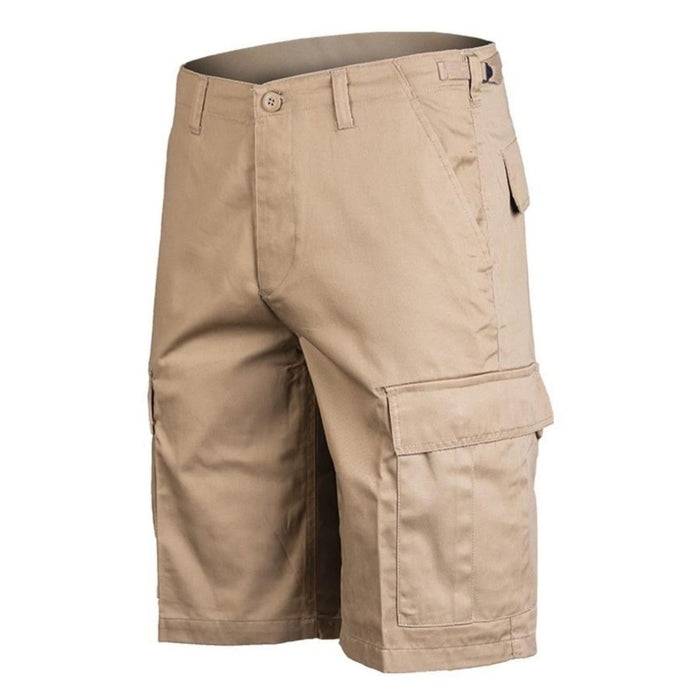 Kaki Mil-Tec bermuda-cargoshort in legerstijl met meerdere zakken en duurzame stof voor buitenactiviteiten.