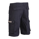 Black Mil-Tec prewashed moleskin paratrooper shorts with cargo pockets and belt loops for rugged outdoor use.