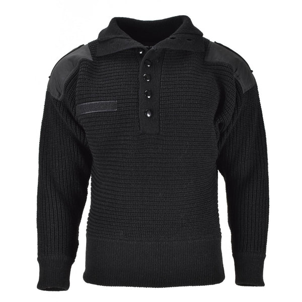 Mil - Tec Brand Sweater Austrian Army style Alpine Pullover Knit Men Black Wool - GoMilitar