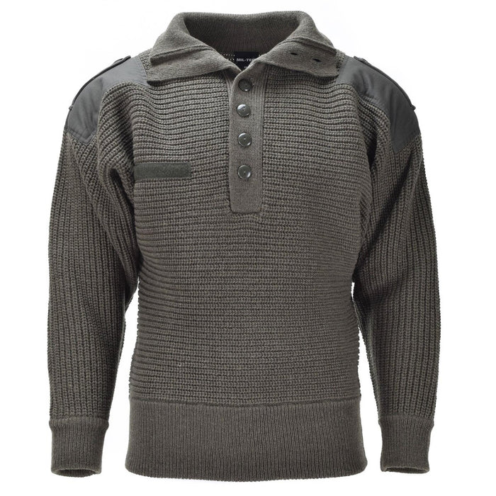 Mil - Tec Brand Sweater Style armée autrichienne Alpine Jumper Knit Men Olive OD Wool - GoMilitar