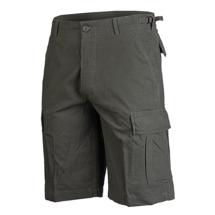 Bermuda ripstop prélavé olive terne de style armée américaine avec poches cargo, design léger et durable