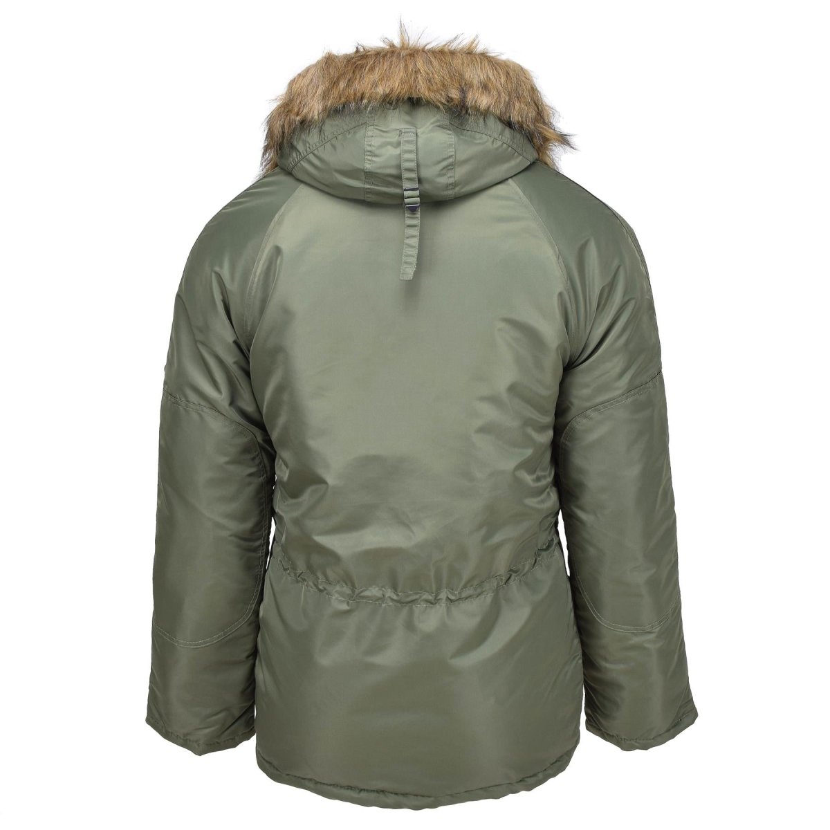 Parka aviateur style militaire américain de marque MIL-TEC N3B avec capuche en fausse fourrure olive NEUF