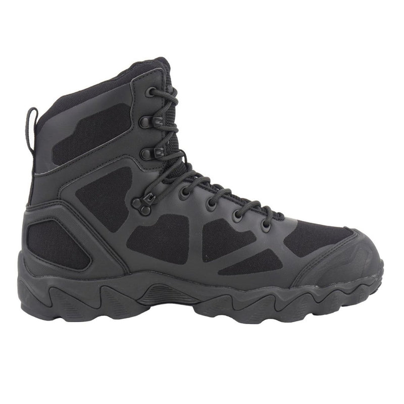 Black MIL-TEC Chimera high-duty lightweight tactical boots with ankle support, slip-resistant sole, and reinforced toe cap.