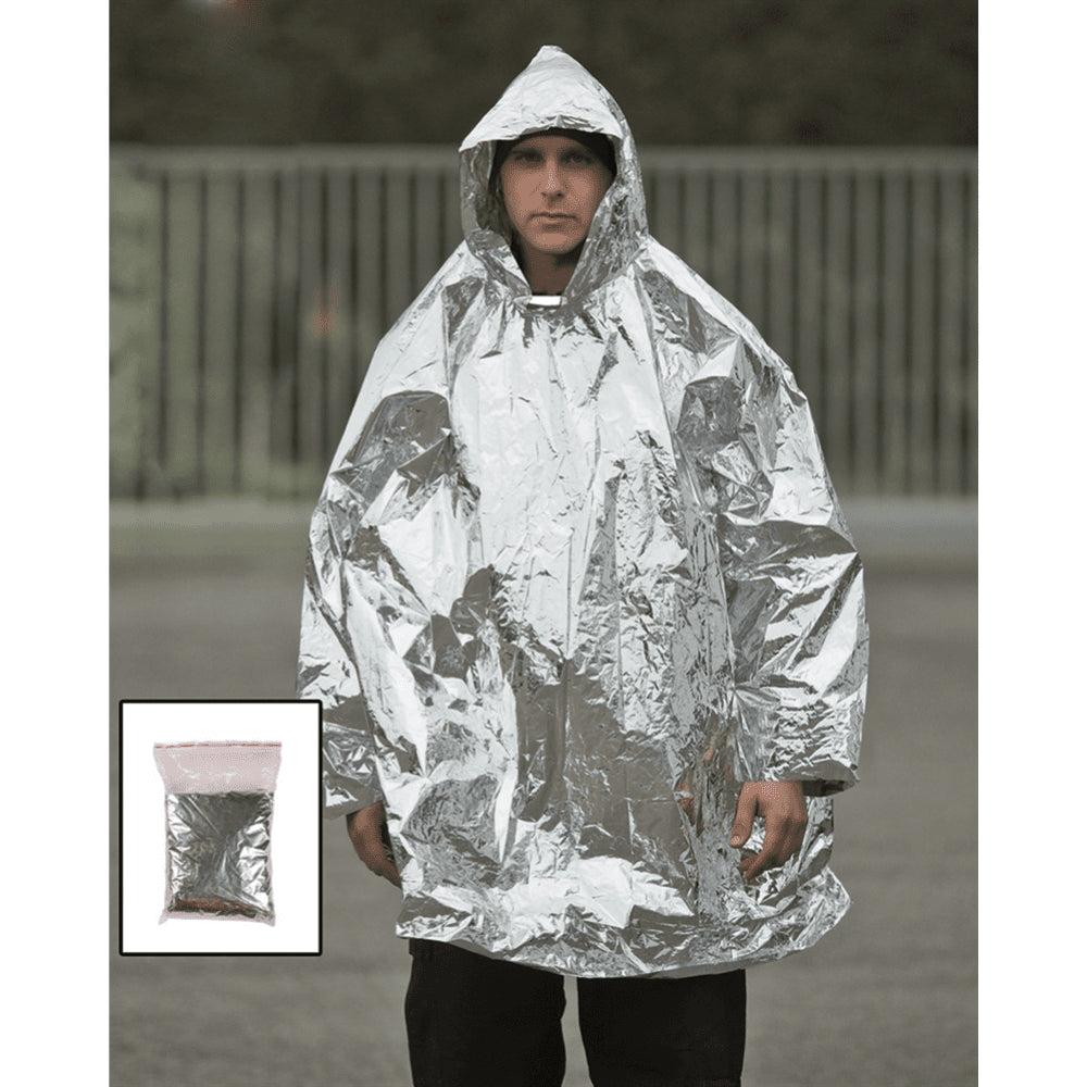 Mil-Tec Poncho de Survie d'Urgence Housse de Pluie Thermique Légère à Capuchon