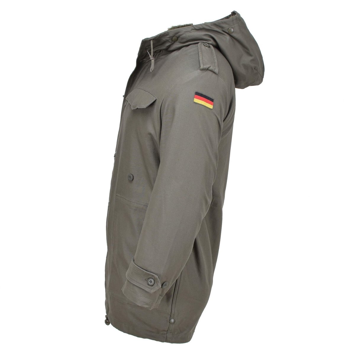 Mil-Tec Duitse militaire stijl Parka Faux bont liner Hooded Storm Flap Olive Nieuw