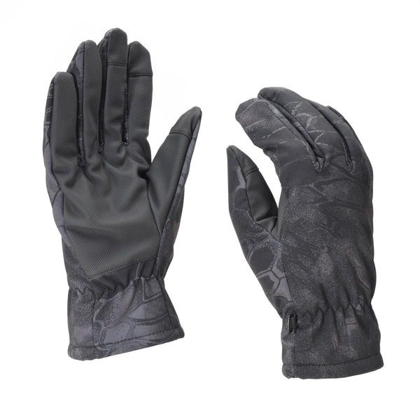 Mil-Tec men's softshell winter gloves with Mandra camo, Thinsulate lining, grip-enhanced palms, and reinforced fingertips.