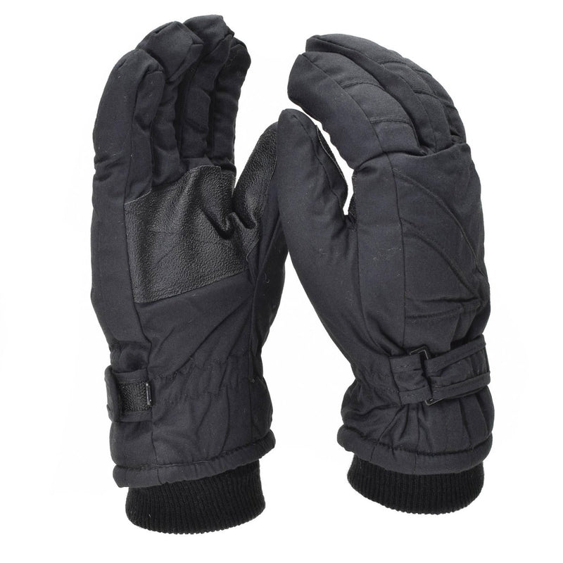 Black Mil-Tec winter gloves with Thinsulate lining, reinforced palms, and adjustable wrist straps for warmth and durability