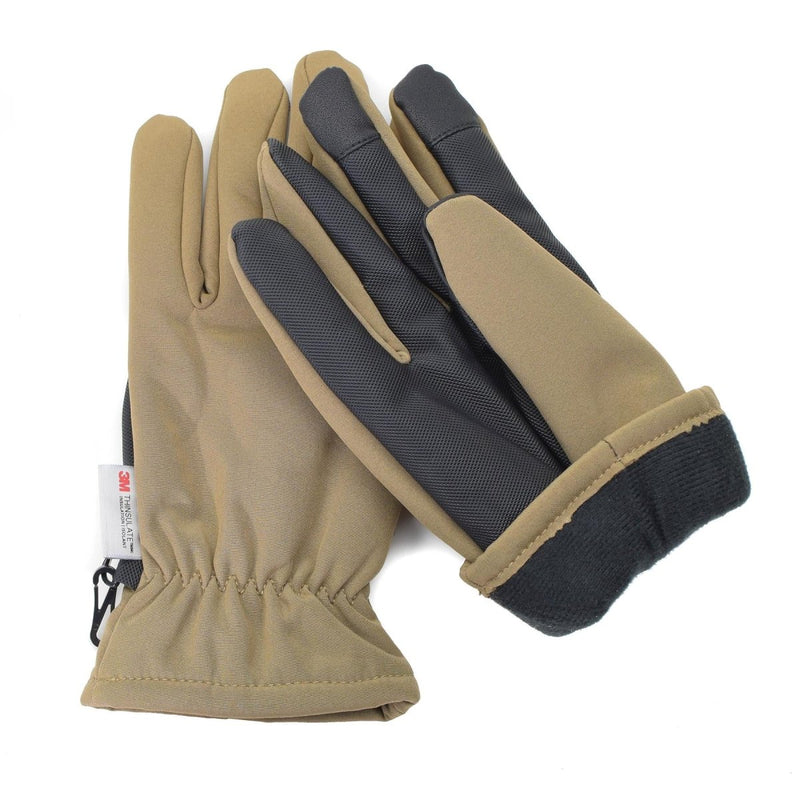 Coyote brown Mil-Tec tactical winter gloves with black anti-slip palms and 3M Thinsulate insulation for warmth and grip.