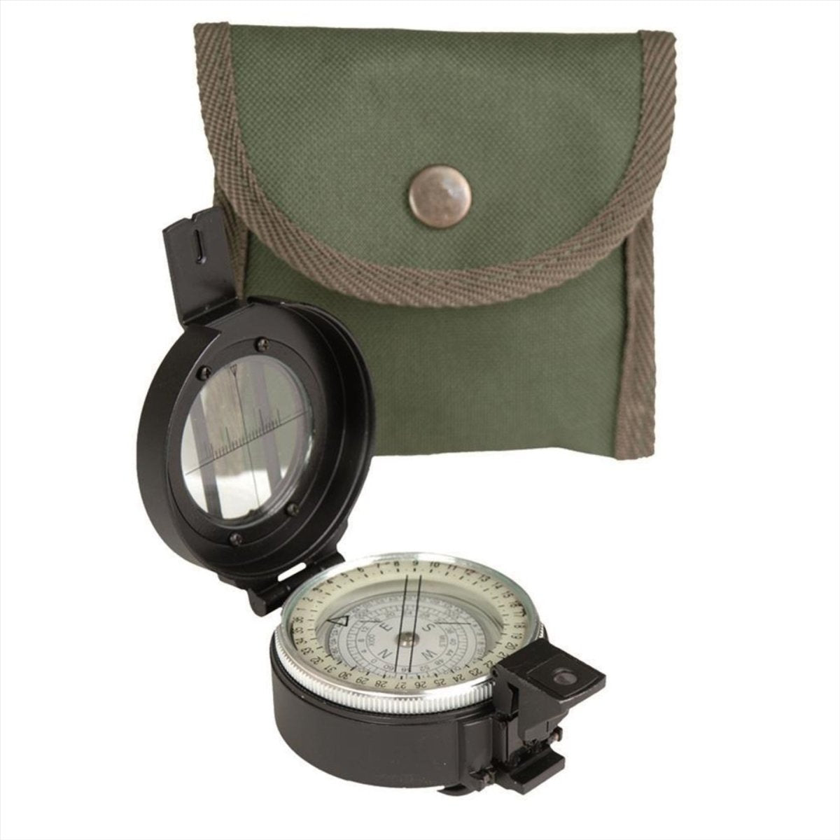 Mil-Tec Metal Lensatic Compass Aluminium Basing Shiny Face Navigation Black