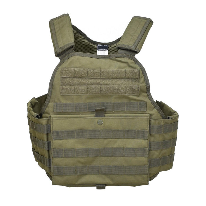 Gilet tactique de transport de plaques militaires Olive MIL-TEC avec système MOLLE pour transporter des plaques balistiques et des accessoires d'équipement
