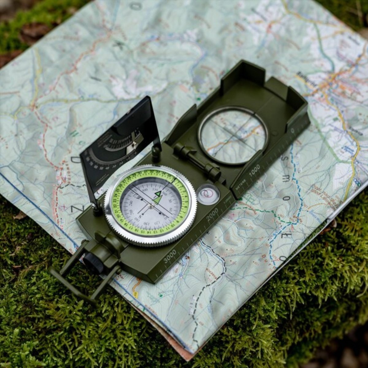 Mil-Tec militair prismatisch kompas aluminium precieze navigatietool olijf
