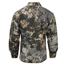 Back view of MIL-TEC military US BDU field tactical jacket in R/S camouflage ripstop fabric with long sleeves