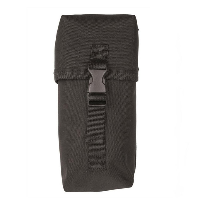 Zwart MIL-TEC tactisch MOLLE-tasje met gespsluiting, compact en duurzaam voor buiten en dagelijks gebruik.